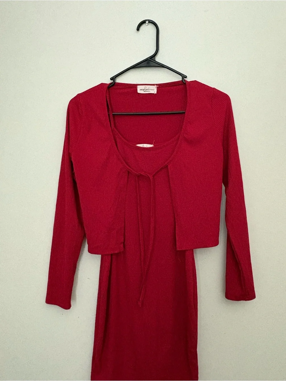 Classic Red Ribbed Camisole Dress